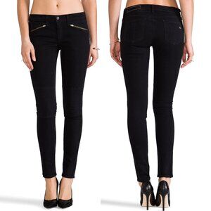Rag & Bone Ridley Moto Jean Low Rise Skinny Slim Zipper Pockets 29 Wax Black